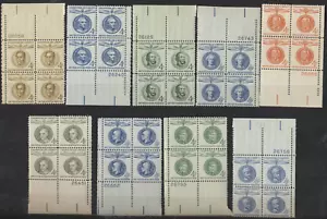 Champions of Liberty Set Collection 9 Differ Mint NH 4¢ Plate Blocks 1957-1961 - Picture 1 of 1