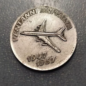 ITALIA MEDALLA PLATA AVION 20 AÑOS ALITALIA (1947-1967) 34mm 16,41g - Bild 1 von 2