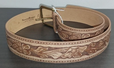 Cinturón para mujer de cuero genuino unido con diseño floral talla 34, NUEVO Foto 1 de 4