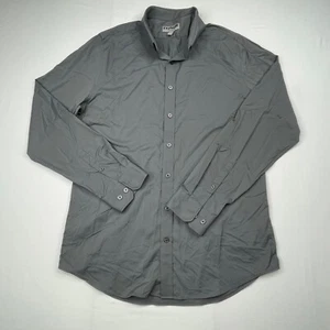 Express Shirt Mens Medium Fitted Gray Button Down Long Sleeve Nylon Stretchy - Picture 1 of 6
