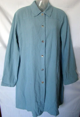 Vestido túnica vintage C.M.C casual manga comprida com botão frontal tamanho. M Novo - Imagem 1 de 4