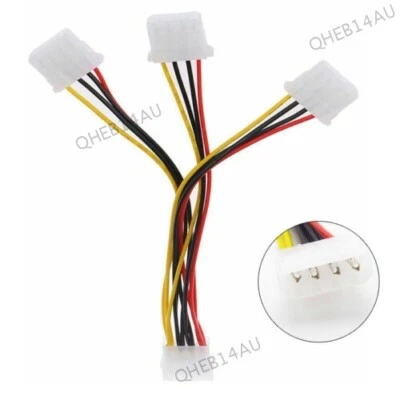 4 Pin IDE Molex to 3 SATA Power Cable Splitter Adapter 1 Male to 3 Female 21H - Image 1 of 4