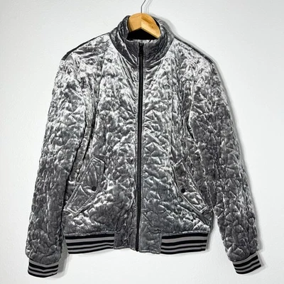 Бархатная куртка-бомбер Bernardo S стеганая на молнии серебристая футуристическая 90-е Y2K уличная одежда - Изображение 1 из 4