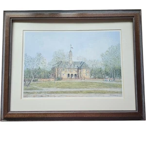 Boceto a lápiz impreso litográfico 12x16 The Capital Williamsburg, Virginia - Imagen 1 de 8