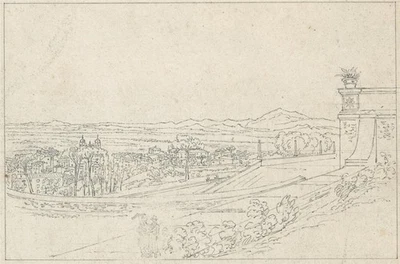 H. B. Garling - Pencil Drawing - Villa d'Este Tivoli Italy - 19th Century - image 1 of 4