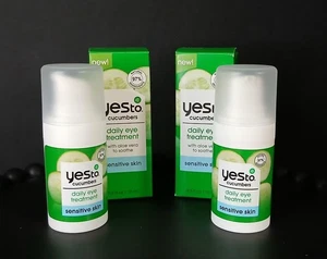 2 x 15ml Yes To Cucumbers Daily Eye Treatment  Soothe Hydrate Sensitive Vegan  - Picture 1 of 6