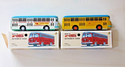 KOVAP RETRO 'AUTOBUS BUSSING 1959 BUS X 2  YELLOW AND WHITE- TIN-PLATE BOXED - Image 1 of 4