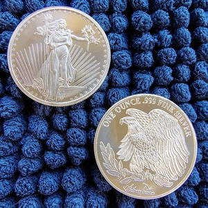 2 Lot -St. Gaudens Double Eagle Design- 1 Troy oz. .999 Fine Silver -SilverTowne - Picture 1 of 10