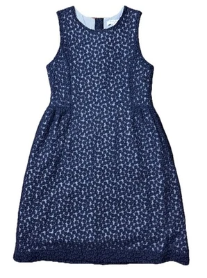 BROOKS BROTHERS Navy Blue Sleeveless Floral Tulle Dress Sz 12 - Image 1 of 4