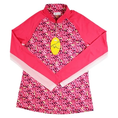 Greg Norman 1/4 Zip Golf Pullover Top Womens S Pink Long Sleeve Tennis $79 NEW - Image 1 of 4