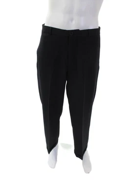 Pantalones de vestir Armani Collezioni para hombre con puños de pierna recta negros de lana talla 34 Foto 1 de 4