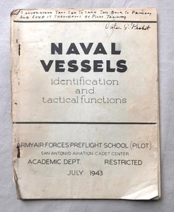 used 1943 SAN ANTONIO TEXAS AVIATION CADET CENTER NAVAL VESSELS IDENTIFICATION - Picture 1 of 8