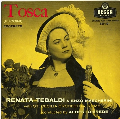 PUCCINI Tosca TEBALDI MASCHERINI EREDE ASC Rome Decca CEP-501 7" EP 1952 Rec. - Image 1 of 3