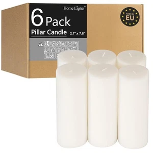 HomeLights Pillar Candles - 2.7x8 inch | 80 Hours Burning, 6 Count - White Un... - Picture 1 of 8
