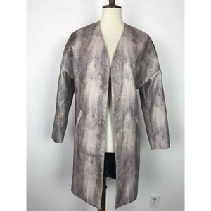 Maison Scotch Coat Women Sz P Carcoat Multicolor Print Open Front Stretch - Picture 1 of 12