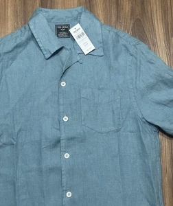 Todd Snyder Mens Camp Collar Short Sleeve Blue 100% Linen Button Up Sz XS - Picture 1 of 9