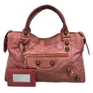 BALENCIAGA The Giant City Handbag 173084 Pink Leather Women's Auth - Picture 1 of 10