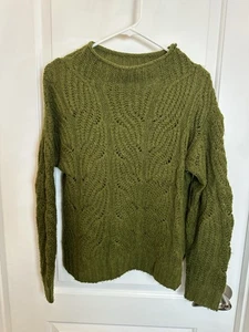 J. Crew Pointelle Pullover Zopfmuster Alpaka/Wollmischung Grün XS - Bild 1 von 5