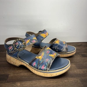 L'Artiste Spring Step Butterfly Kork Keilabsatz Sandalen 41 blau Blumen Schnalle Kenna - Bild 1 von 11