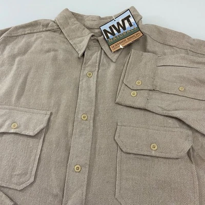 NWT Northwest Territory Men's L Beige Herringbone Cotton Linen Shirt New Outdoor - Image 1 of 4