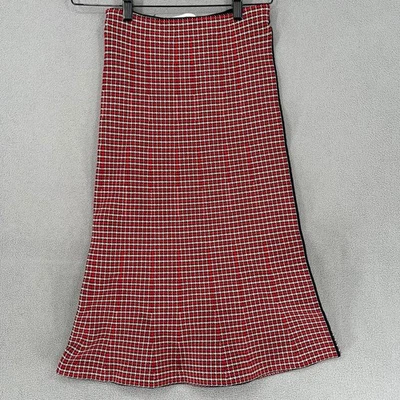 Scanlan Theodore Skirt Womens Extra Small Red Houndstooth Y2K Elastic Midi - Image 1 of 4
