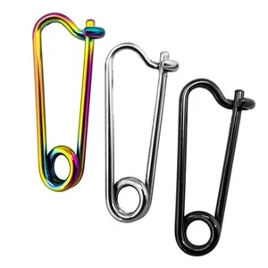 Orecchini Piercing Gancio di Sicurezza Acciaio Inox Unisex Nero Argento - Picture 1 of 4
