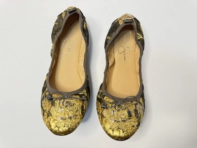 Jessica Simpson Brown & Gold Brocade Ballet Flats – Size 8 - Imagem 1 de 4