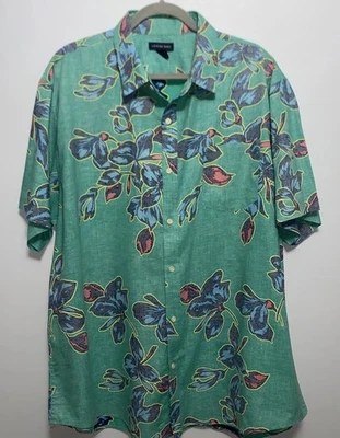 Lands End Shirt Mens XXL Hawaiian Floral Short Sleeve Button Down Beach Cotton - Image 1 of 4