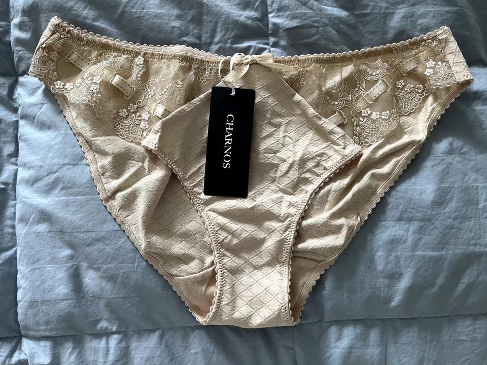 Charnos NWT beige nude satin bikini panty size M - Image 1 of 2