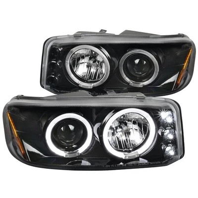 Jet Black Fits 1999-2006 Gmc Sierra 00-06 Yukon Xl Led Halo Projector Headlight - Imagem 1 de 4