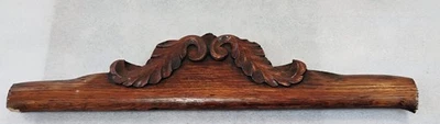 Antique Victorian Oak Crest Crown Pediment w/ Applied Carvings 16" x 3 1/2" high - Image 1 of 3