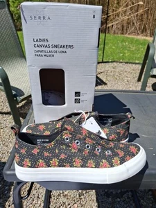 Canvas Cotton Slip-on No Lace Sneaker Shoe Memory Foam Blck🌹Polka Dot's 8🎁 - Picture 1 of 24