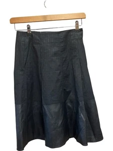 Karen Millen Black Midi Skirt Grid Pattern Paneled - Size UK 8 - Picture 1 of 4
