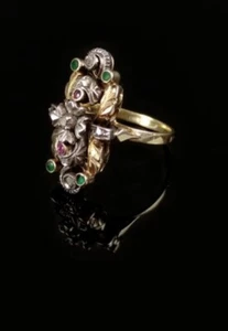 Antiker Ring, Silber und 585/14K Gelbgold (getestet), Ende 18.Jahrhundert! - Bild 1 von 5