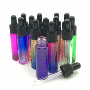 5pcs 10ml Essential Oil Dropper Bottle Color Glass White / Black Cap Pipette NEW - Picture 1 of 20