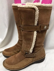 Sierrawest Boulder Winter Mid-Calf Boots Women's 8.5 Brown Suede Leather Shoes - Picture 1 of 9