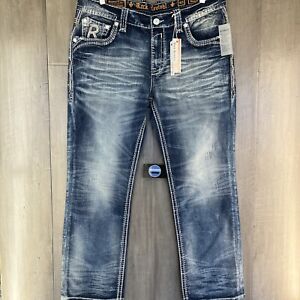 Rock Revival Men's Distressed Denim Jeans "Arlo" Straight 40x32 NEW WITH TAGS