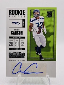2017 Panini Contenders Rookie Ticket Auto Chris Carson #187c - Picture 1 of 2