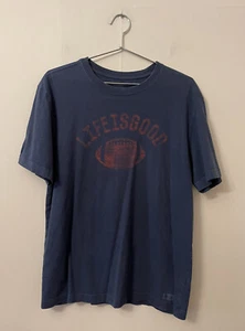 Life Is Good Shirt Adult Large Blue Red Football Logo Cotton Casual Mens - Picture 1 of 7