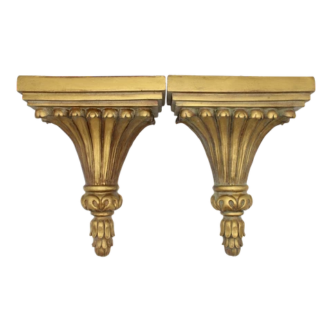 Vintage Italian Golden Gilt Wall Shelves Cover