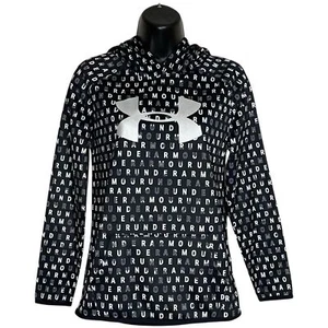 Under Armour Hoodie Girls L Sweatshirt Black Cold Gear Loose Glitter Logo NWT - Picture 1 of 14