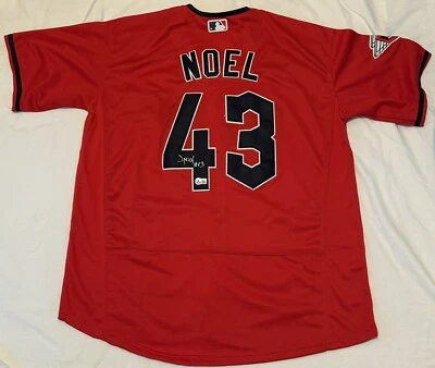 Jhonkensy Noel Signed Auto Cleveland Guardians Red Alternate Jersey Beckett COA - Image 1 of 2