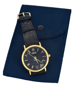New Old Stock JASON Masonic Gold Plated Mens Wrist Watch - Bild 1 von 7