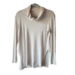 J Jill Cowl Neck Tunic Top Womens SX XS Beige Long Sleeve Pima Cotton Low Hi Hem - Picture 1 of 5