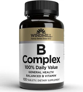 Windmill B Complex 100% Daily Value for General Health, 100 Tablets 035046001377 - Picture 1 of 2