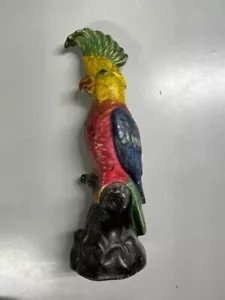 Rare Cast Iron Large HUBLEY USA Parrot Cockatoo Bird - Original Vibrant Paint - Picture 1 of 7