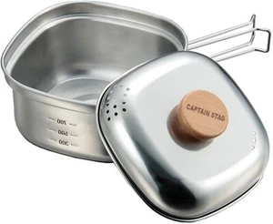 Camp Ramen Cooker 1.3L Stainless Square From Japan CAPTAIN STAG - Picture 1 of 6