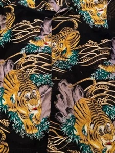 PRESENCE Asian 100 Tigers Black Hawaiian Aloha Shirt Spooner Kahala Avanti XL - Bild 1 von 12