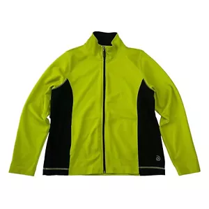 Chaqueta Be Inspired Verde Lima Negra Cremallera Completa Cuello Simulado L/S Talla PL Pequeña Grande - Imagen 1 de 12