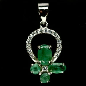 Shola Auténtico Natural Verde Esmeralda Colgante Plata Esterilina N175 - Imagen 1 de 3